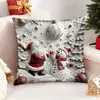 Capa de Almofada de Natal Transfronteiriça da Amazon Capa de Almofada Estampada com Árvore de Natal Alce Boneco de Neve Capa de Almofada para Decoração de Casa