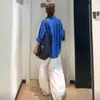 Calça Cargo Parachute Branca para Mulheres, Outono, Caimento Solto, Estilo Retro Americano Emagrecedor, Calça Esportiva com Design Único, Calça Wide-Leg Scissor