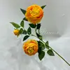 3 Cabezas de Peonías, Arreglos Florales de Boda, Decoración de Guía de Camino, Flores Artificiales, Peonías Falsas, Flores Europeas de Seda, Flores Falsas, Peonías Occidentales