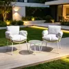 Conjunto de Três Peças de Cadeira de Rattan Amazon Mobília Simples para Chá da Tarde Combinação de Mesa e Cadeira para Café ao Ar Livre Atacado de Comércio Exterior