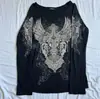 Amazon Moda Otoño e Invierno Retro Versátil Estampado Nuevo Y2K Personalizado Estilo Callejero Cuello Redondo Holgado Top de Manga Larga