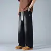 Calça jeans de Tencel Lyocell leve para o verão masculina, corte solto, tamanho grande, marca da moda estilo americano, calça casual reta solta