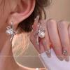Pendientes de Aro con Forma de Lazo Microincrustados de Circonita de Venta Caliente Coreanos 2026 para Mujer, Aguja de Plata S925, Pendientes de Perla de Botón de Gama Alta de Nicho