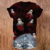 Camiseta de Halloween con Estampado de Fantasma, Manga Corta, Cuello en V, Diseño Personalizado con Tu Propia Imagen, Impresión 3D, Venta al Por Mayor de Fábrica
