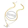 Collar con Colgante de Letra Transfronteriza Accesorios Joyería de Acero de Titanio Joyería de Nicho de Alta Gama para Mujer Cadena para Clavícula Doble Apilada