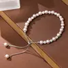 MIGUANG Pulseira Pérola Rosa Manta para Mulheres Miçangas High-End Nicho Novo Estilo Chinês Bola de Cristal Diamante Colar