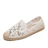 Sapatos de Palha para Pescador Femininos com Renda Planos Primavera e Verão Novos Casuais Slip-on Confortáveis Macios Respiráveis Para Combinar com Tudo
