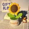 Ornamento de Planta de Girassol Tecido à Mão Desenho Animado Fofo em Vaso, Decoração de Mesa para Casa Presente Atacado