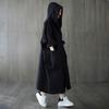 Casaco Longo Artístico Solto Oversized Acima do Joelho Novo Estilo Outono 2026 com Bolsos Grandes para Mulheres, Com Capuz, Para Ir ao Trabalho, Casual