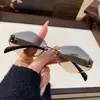 Gafas de Sol Rombo sin Marco de Uña de Arroz Estilo Nuevo Gafas de Sol para Hombre Transfronterizas Estilo Lujo Ligero Gafas de Sol con Montura Metálica Personalizada Europeas y Americanas