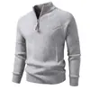 Suéter de alta calidad para hombre de otoño e invierno con media cremallera, tejido jacquard vintage, chaqueta de punto casual versátil de color liso