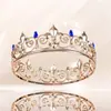 Moda Barroca Liga de Metal Cristal Coroa Completa para Homens Festa de Aniversário Baile Headwear Coroa Masculina
