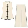 Atacado Outono 2026 Novo Conjunto de Roupas Femininas Estilo Europeu e Americano com Top com Acabamento em Detalhe de Nó e Calças 1950
