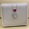 Corrente de Clavícula de Rubi de Luxo Leve Europeu e Americano Brincos de Zircônia Conjunto Completo de Diamante para Banquete Noiva Colar Elegante para Mulheres