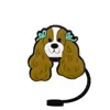 Nuevo protector de pajita de cachorro de dibujos animados tapa de pajita de 10 MM tapón de polvo de silicona decoración de pajita de fiesta de dibujos animados linda cruz
