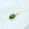Colgante de Jaspe Hetian Natural Biying Plata de Ley S925 Collar de Jade Ovalado Marca Grande Simple