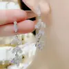 Pendientes de gota de aceite color vino con forma de corazón, pendientes de flor de tulipán negro, joyería de oreja larga con borla de lazo de moda