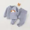 Ropa Sin Costuras Estilo Monje para Bebés Recién Nacidos Conjunto de Ropa Interior Gruesa Acolchada para Primavera y Otoño Nuevo Conjunto para Bebé Ropa Delgada de Algodón de Cintura Alta Protectora para la Barriga
