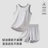 Traje sin mangas de Lyocell para niños, Chaleco y shorts finos de verano para niños, Ropa suave para casa para niñas, Pijamas para bebé