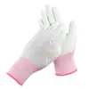 Luvas de Proteção do Trabalho em Nylon com Revestimento PU nos Dedos Dipper Eletrônico Sem Poeira Coladas com Cola Trabalhando Finas Confortáveis Cor Branca Revestidas nos Dedos