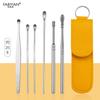 Set de 6 Piezas de Recogedores de Oído de Acero Inoxidable, Herramienta de Limpieza de Oídos con Resorte Espiral, Set de 6 Piezas de Recogedores de Oído