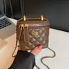 Bolsa Caixinha Bordada Acolchoada com Fio de Diamante Estilo Fragrância Pequena Transfronteiriça Bolsa Transversal Quadrada Pequena da Moda Bolsa de Maquiagem Exquisita Bolsa de Mão com Corrente