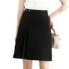 Falda plisada estilo A-line Pure Lust, Falda delgada de verano, Falda elástica de cadera para mujer, Un paso para personas pequeñas