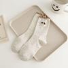 Calcetines Calcetines de Media Caña de Primavera y Otoño para Mujer Bordados con Lazo Hilo de Punto Rizado Calcetín Estilo Japonés Lindo Versátil Calcetines de Algodón para Mujer