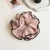 Elástico de Cabelo Grande de Bolinhas de Quatro Camadas de Alto Padrão Estilo Coreano com Corda de Cabelo para Coque Estilo Preguiçoso Plissado Scrunchie Acessório de Cabelo