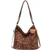 Bolso Tote Estampado de Leopardo para Mujer 2026 Nuevo Otoño Merade Bolso de Hombro Único para el Trabajo Bolso Cruzado Tipo Cubo de Gran Capacidad