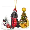 2022 Nuevo Producto Transfronterizo Creativo Adornos Navideños de Perro y Muñeco de Nieve Regalos de Navidad Adornos Planos de Acrílico para Coche