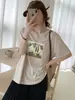 Camiseta de Algodón Copo de Nieve de Verano con Cuello Redondo, Corte Delgado, Mangas Cortas Versátiles, Venta Directa desde la Fábrica de Origen