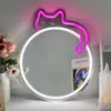 Espejo de Maquillaje Luminoso LED Luz de Ambiente Decorativa Luz de Modelado Creativo Espejo de Neón Colorido Acrílico LED
