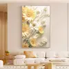 Pintura Decorativa Estilo Crema para Sala de Estar Pintura de Colgar para Pasillo Girasol Pintura de Pared de Fondo para Sofá Moderno Pintura de Piso Mural para Restaurante