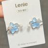 Brincos de Pérola Estrela-do-Mar Azul Gelo de Verão para Mulheres, Tarraxas Elegantes de Alta Qualidade, Presilhas de Orelha Sem Furo, Acessórios de Orelha