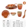 A5 Melamina Imitación Porcelana Vajilla Tazón para Fideos Creativo Cerámica de Dos Colores Tazón Plato Taza Cuchara Juego Mesa Cuatro Piezas Tienda de Hot Pot Comercial