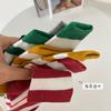 Calcetines de tubo a rayas de Plusox, de algodón, transpirables, cómodos y sencillos, para niños, de moda universitaria, para primavera y verano.