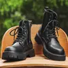 Botas Martin para hombre, moda transfronteriza otoño/invierno, botas de cuero de media caña de moda para hombre, botas de trabajo de suela gruesa, botas de cuero, botas de caña alta