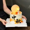 Decoraciones para pastel del Festival de Medio Otoño 2026: luces luminosas en forma de luna, adorables figuras de pastel de luna y conejos, velas y adornos para hornear