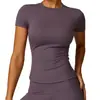 Nova camiseta de primavera transfronteiriça, roupa de ioga de secagem rápida, top de manga curta para fitness, cobertura para corrida ao ar livre, manga curta esportiva feminina
