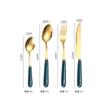 Vajilla de acero inoxidable con mango de cerámica, cuchillo y tenedor para carne, cuchara de café, cuchara pequeña, bonito diseño de mármol, ideal para comida occidental.