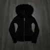 Sudadera con Capucha y Cremallera de Manga Larga Estampado de Leopardo Estilo Y2K Otoño e Invierno Ajustada Personalizada Estilo Callejero con Tachuelas Negras