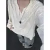 Camiseta hueca de subcultura desgastada de calle para hombre, camiseta larga de cuello bajo y manga corta estilo páramo para principios de otoño, top estilo ins de dinero viejo