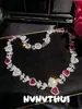 Joyería Set de Boda Rose Story Flor de Vid Corazón de Rosa Collar Dama Noble Flores Fucsia Pulsera