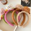 Diadema de felpa de oso de pastel lindo de dibujos animados, máscara facial de lana de cordero para atar el cabello, banda para el cabello, horquilla para presionar el cabello, tocado para mujer