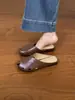 Novedad Verano 2026 Moda Versátil Tacón Grueso Sin Cierre Mocasines Estilo Romano Perforados de Punta Cerrada Medias Zapatillas para Mujer
