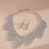 Collar de Borlas de Pedrería Ultra Brillante Europeo y Americano con Perlas, Cadena para Clavícula de Nicho de Lujo Ligero, Accesorio de Fiesta de Alta Gama a la Moda