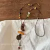 Verano Relajante~Collar con Colgante de Flor Tejida Estilo Étnico Bohemio para Mujer, Accesorio Largo Estilo Vacaciones Vintage