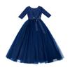 Vestido de Comercio Exterior para Mujer, Sudeste Asiático 2026 Estilo Nuevo, Vestido Largo de Encaje con Mangas Tres Cuartos, Elegante y Adelgazante, Se Puede Usar Casual