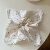 Lenço quadrado de tecido estilo coreano, elástico de cabelo grande, acessório de cabelo de renda doce e delicado, tiara de alta qualidade, rabo de cavalo, estilo francês